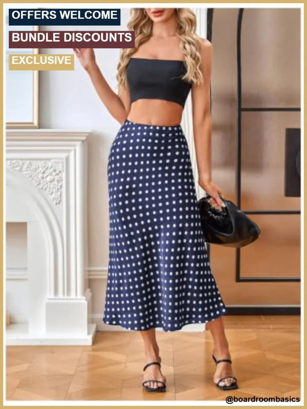 Polka Dots Satin Ruffle Maxi Skirt High Waist A Line Flowy